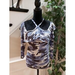Sofia Jeans Womens Multicolor Viscose Halter Neck Long Sleeve Top Blouse Size L